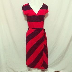 Red & Navy wrap dress